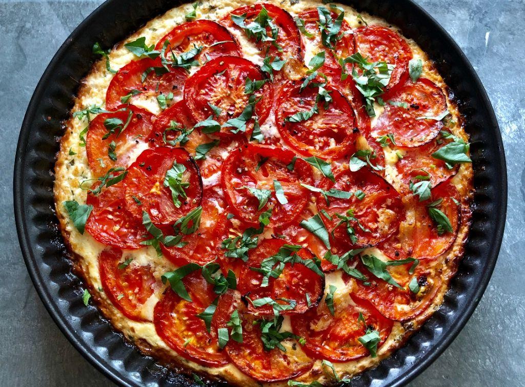 Tomato and Basil Cottage Cheese Tart
