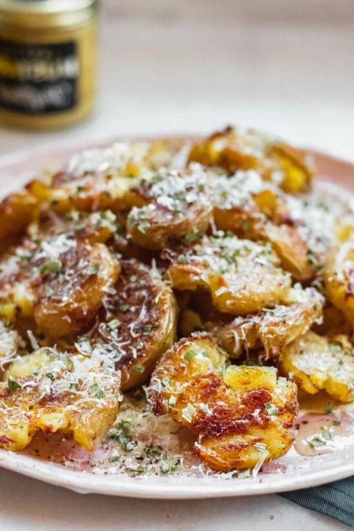 Truffle Oil and Chive Smash Potatoes