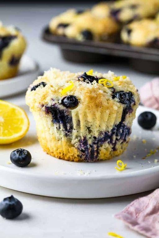 Vegan Blueberry Muffins with Lemon Zest