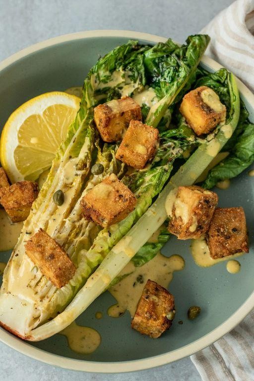 Vegan Caesar Salad with Grilled Tofu