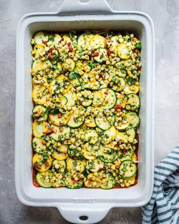 Vegan Cornbread Casserole with Zucchini