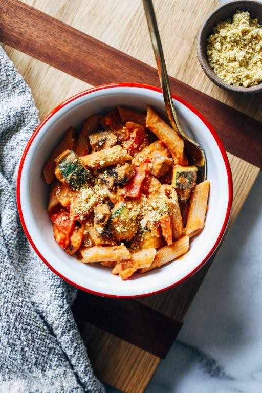 Vegan Marinara Pasta with Grilled Veggies