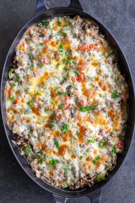 Vegetarian Philly Cheesesteak Casserole
