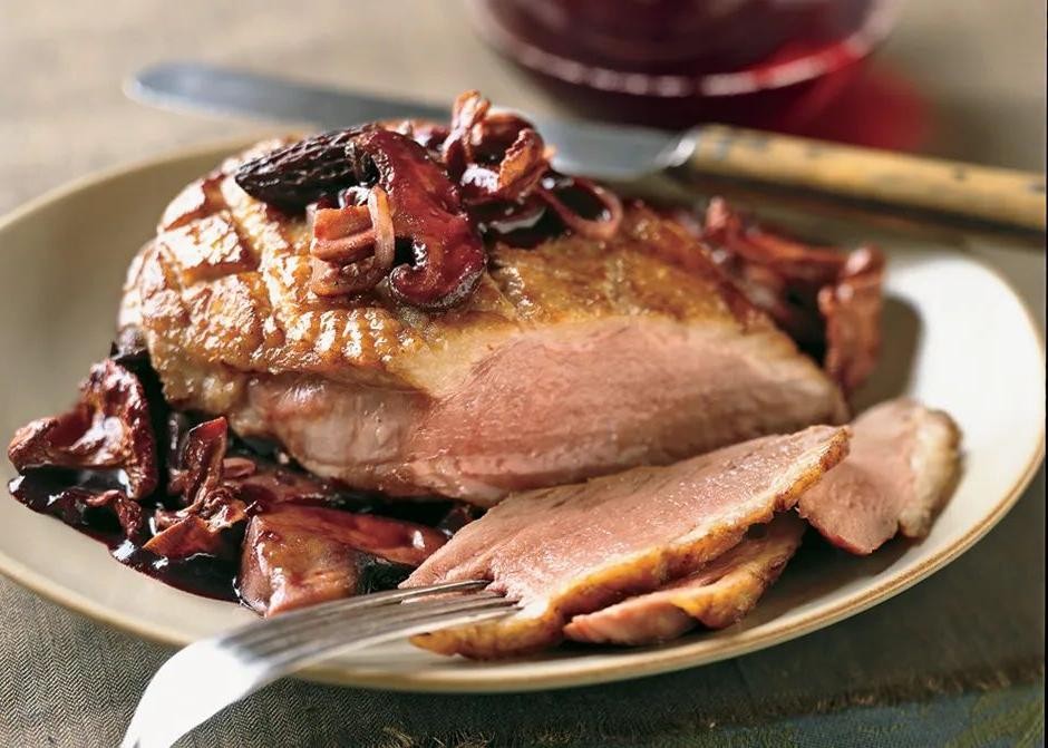 Wild Duck Breast with Red Wine and Mushroom Reduction