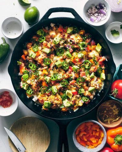 Zesty Mexican Cauliflower Rice Nachos