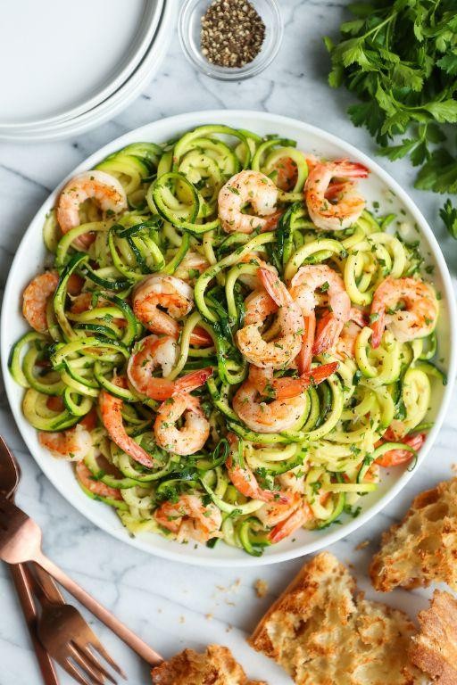 Zoodles with Garlic Butter Shrimp
