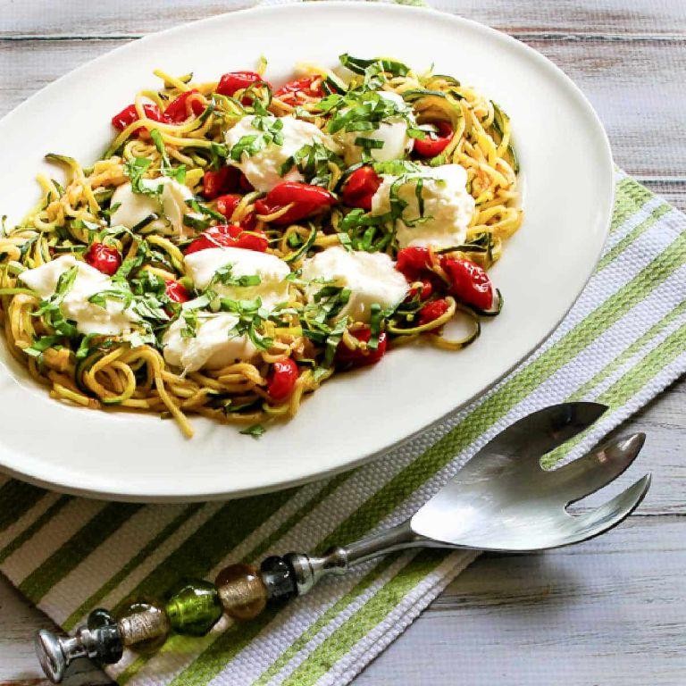 Zucchini Noodles with Burrata and Cherry Tomatoes
